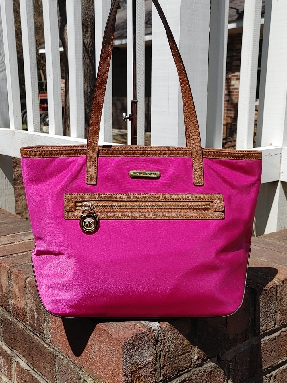 Michael Kors Kempton Small Fuschia Nylon Tote (1064) - Picture 1 of 8